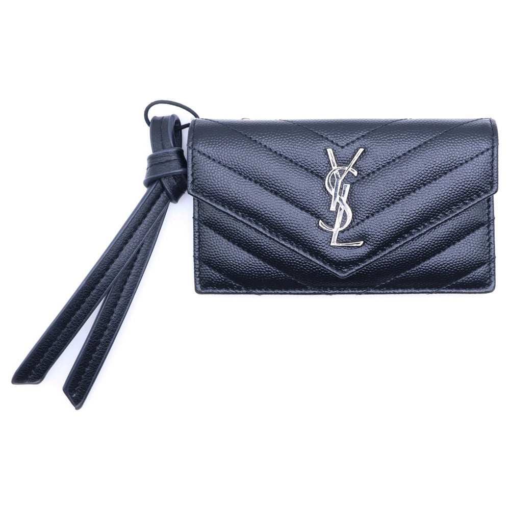 YVES SAINT LAURENT(イヴサンローラン) カサンドラ 二つ折り財布 フラグメントケース 小銭入れ ブラック レザー 612808 レディース