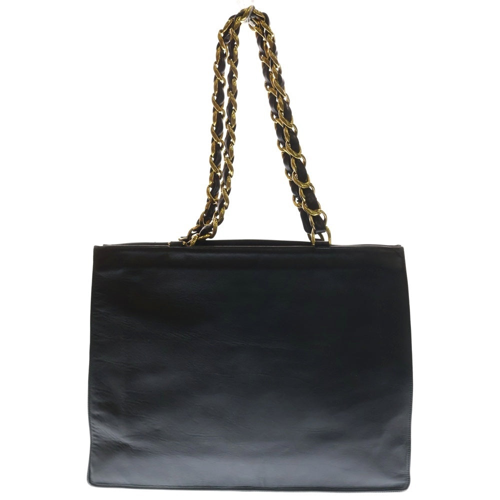 CHANEL(シャネル) ココマーク ブラック レザー チェーントートバッグ ゴールド金具 レディース