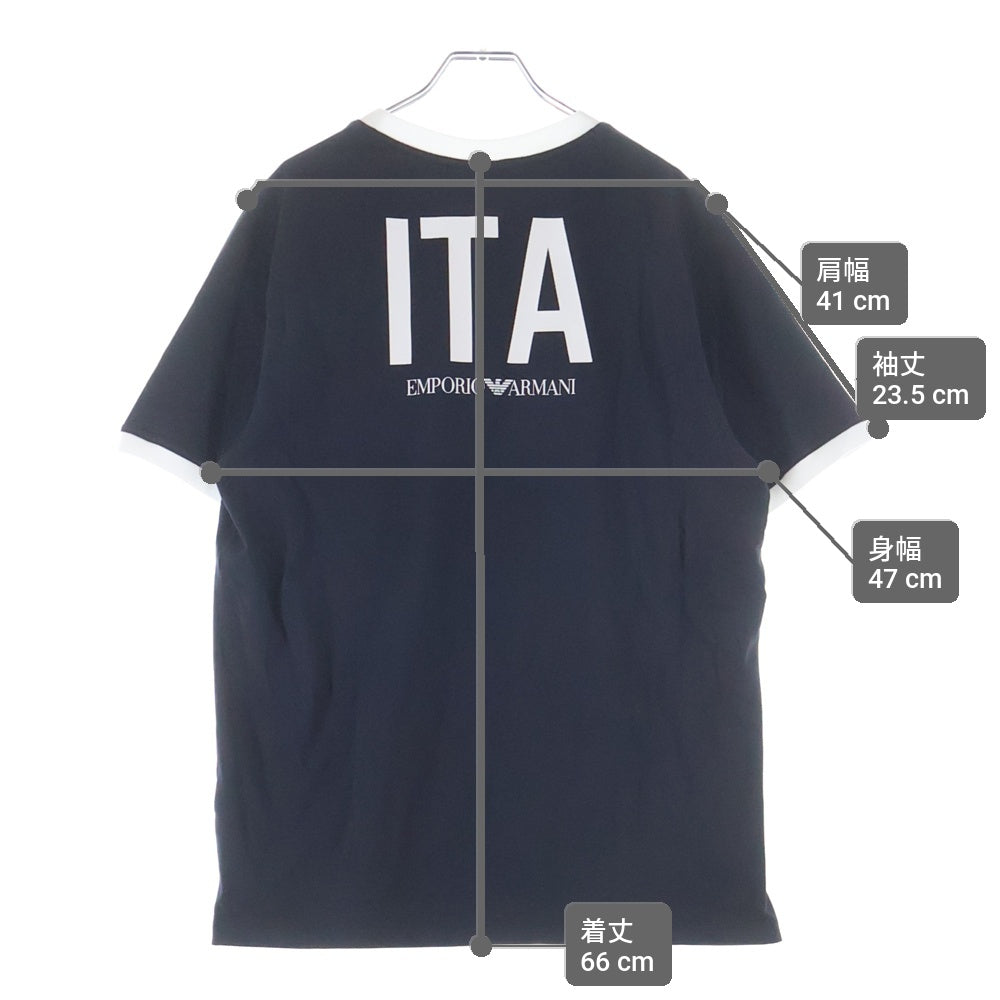 EMPORIO ARMANI(エンポリオアルマーニ) ITA エンブレムプリント 半袖Tシャツ カットソー ブラック 3H1T9H 1J91Z