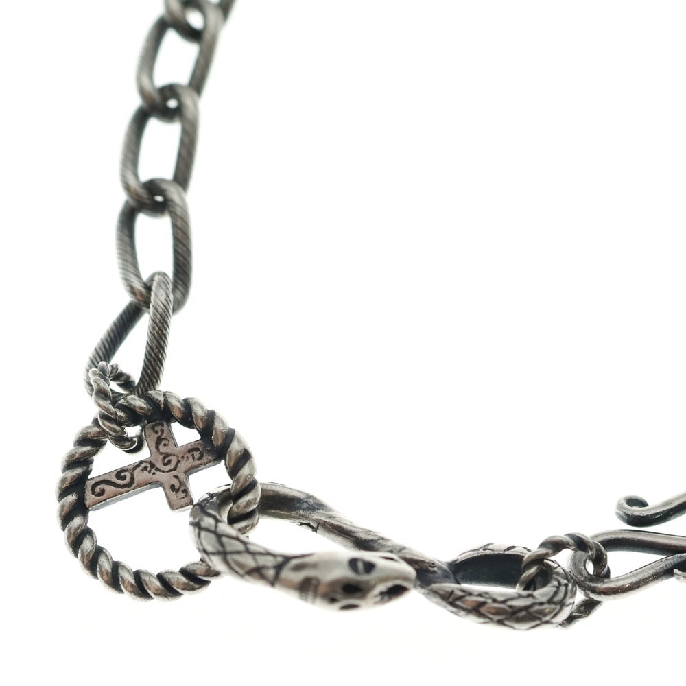 GALCIA(ガルシア) PENDANT CHAIN SNAKE & CROSS メキシカンスネーク クロス ネックレスチェーン シルバー