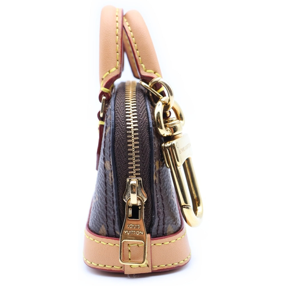 LOUIS VUITTON(ルイヴィトン) モノグラム バッグチャーム ミニバッグ 小物入れ ブラウン ミクロ アルマ レザー×PVC M00995 ゴールド金具