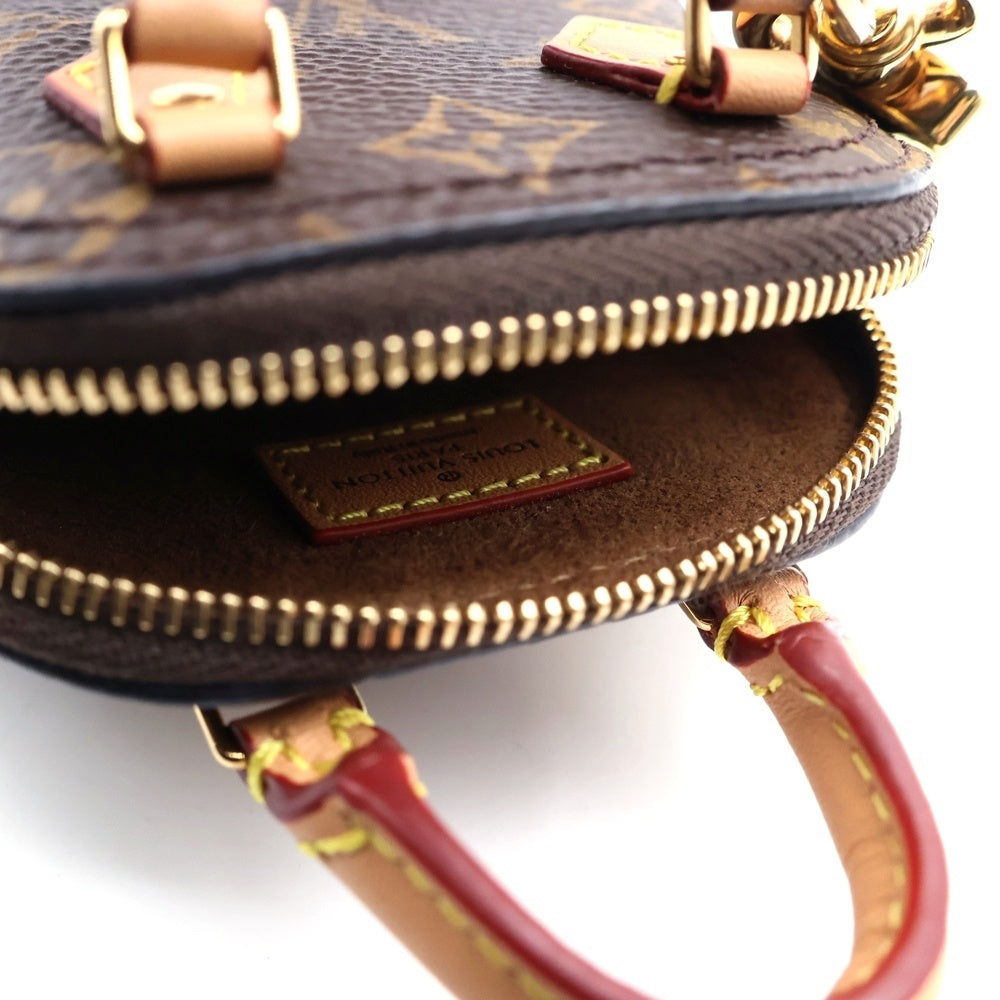 LOUIS VUITTON(ルイヴィトン) モノグラム バッグチャーム ミニバッグ 小物入れ ブラウン ミクロ アルマ レザー×PVC M00995 ゴールド金具