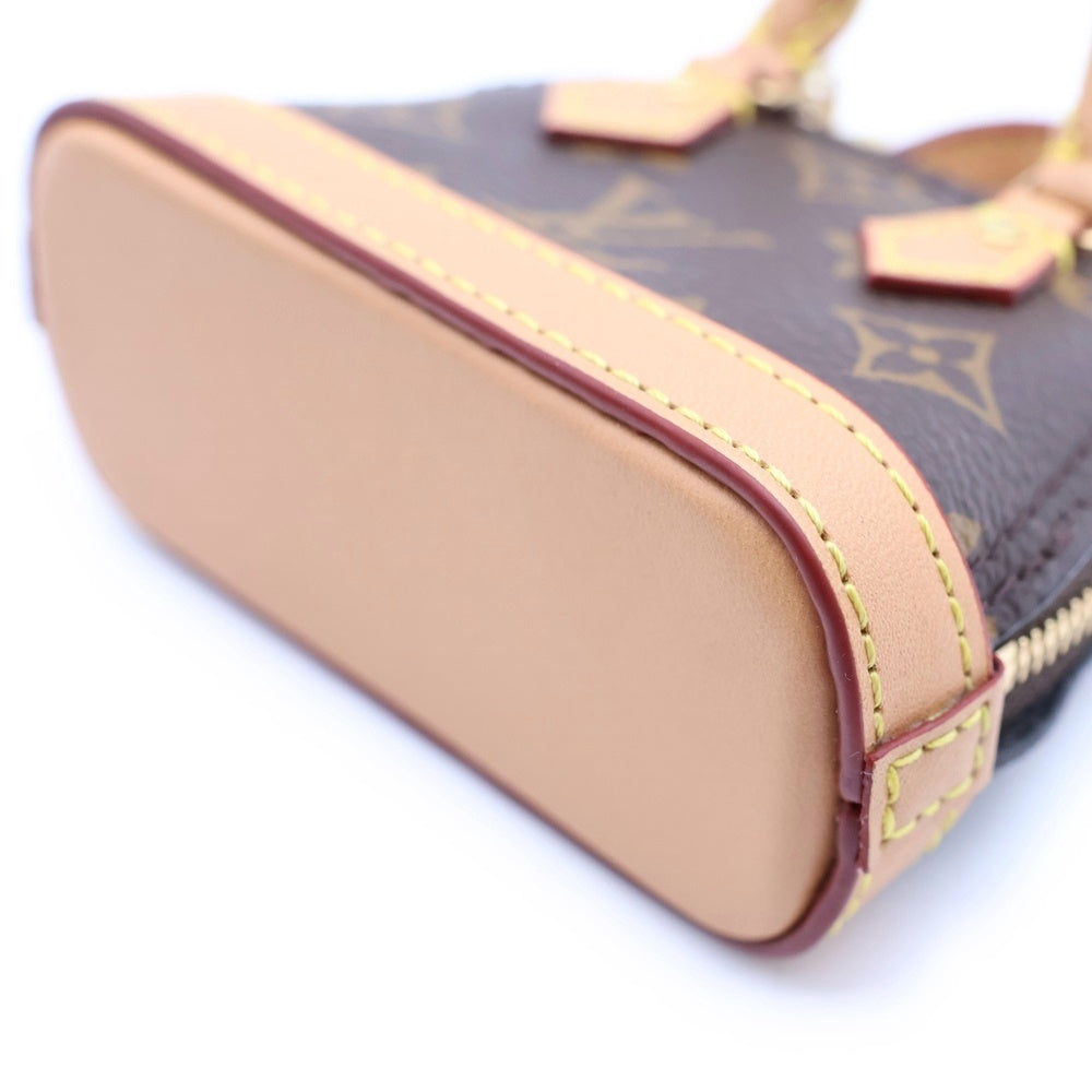 LOUIS VUITTON(ルイヴィトン) モノグラム バッグチャーム ミニバッグ 小物入れ ブラウン ミクロ アルマ レザー×PVC M00995 ゴールド金具