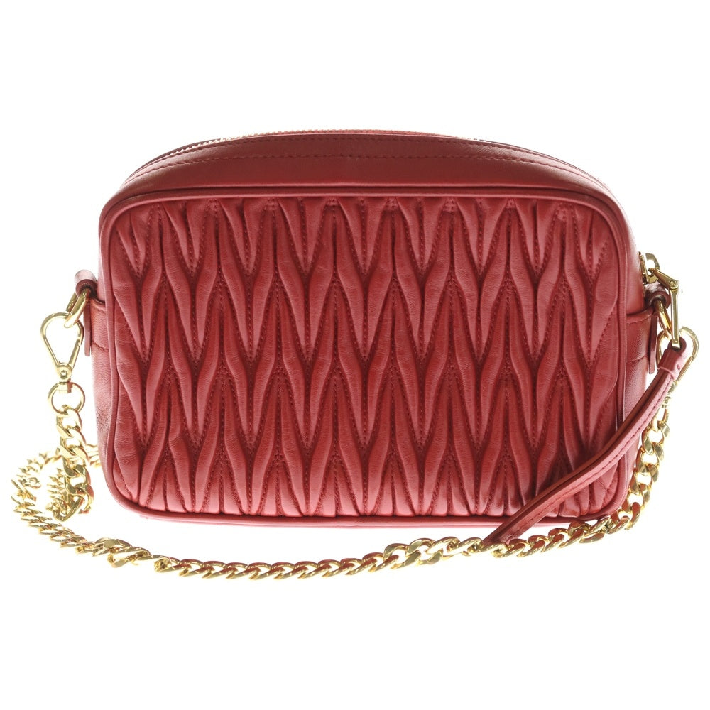 miumiu(ミュウミュウ) マテラッセ アイコニック ビジュー チェーンショルダーバッグ レッド 5BH118 レディース