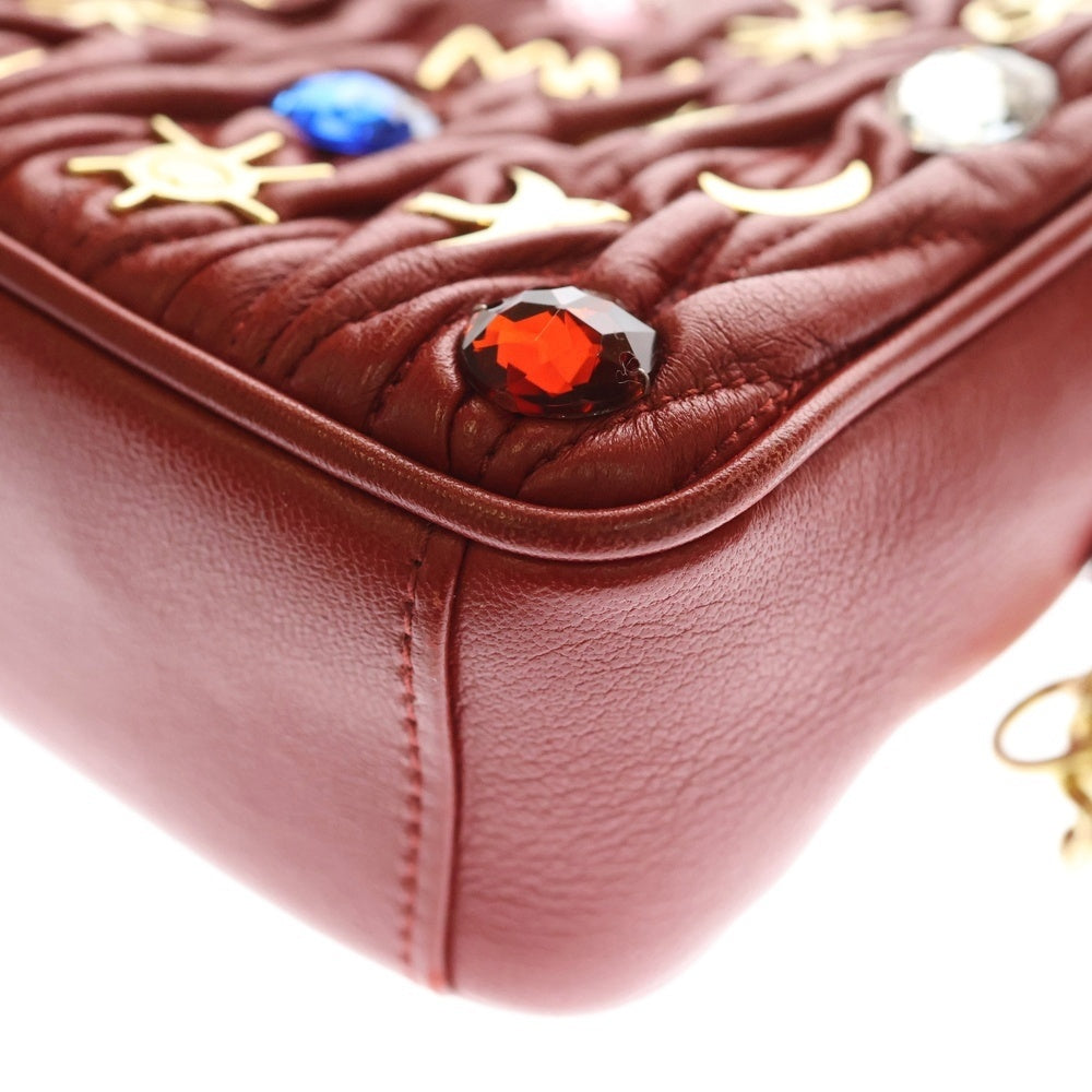 miumiu(ミュウミュウ) マテラッセ アイコニック ビジュー チェーンショルダーバッグ レッド 5BH118 レディース