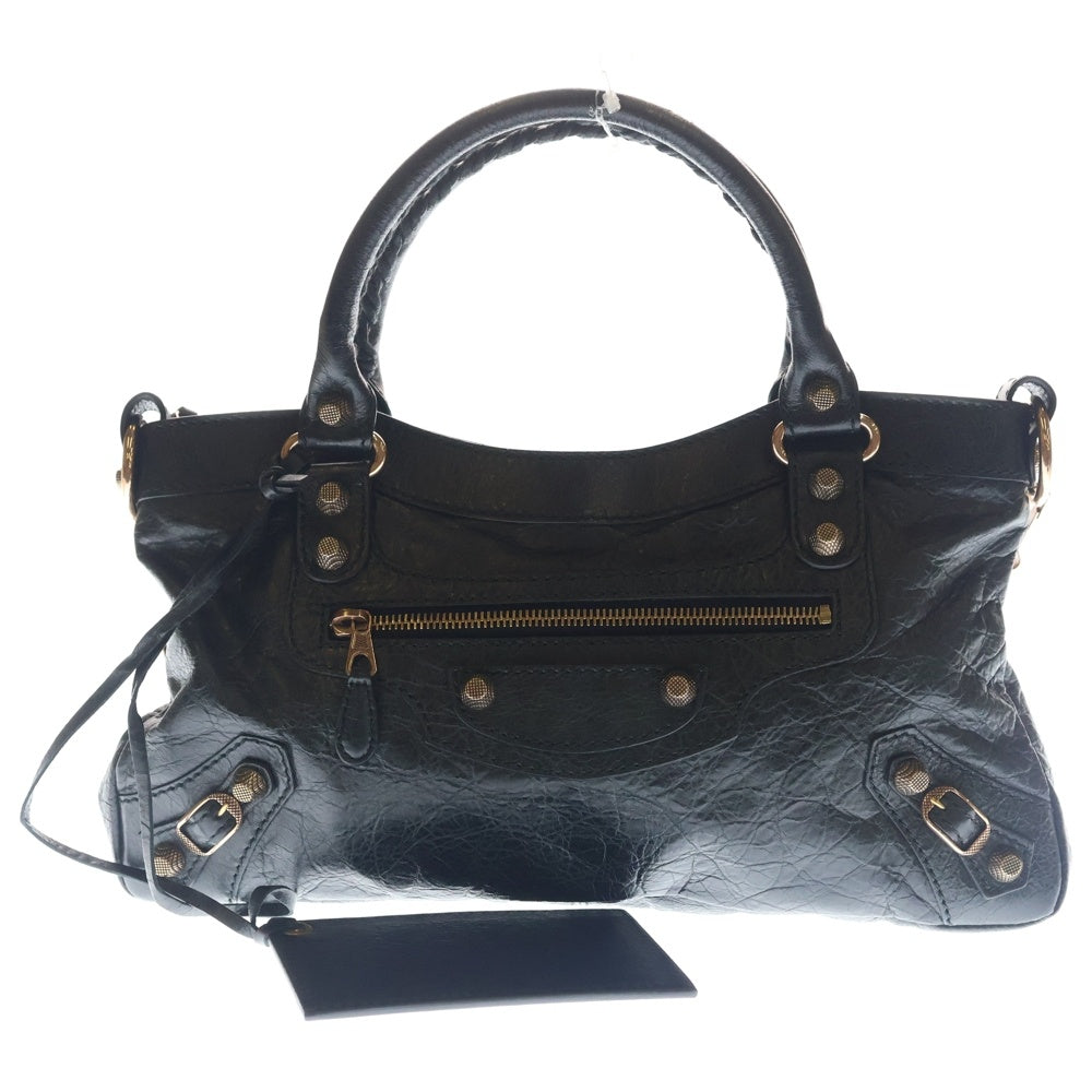 BALENCIAGA(バレンシアガ) ジャイアントファースト スモール 2WAYバッグ ハンドバッグ ショルダーバッグ ブラック レザー ラムスキン 285433 ピンクゴールド金具 レディース