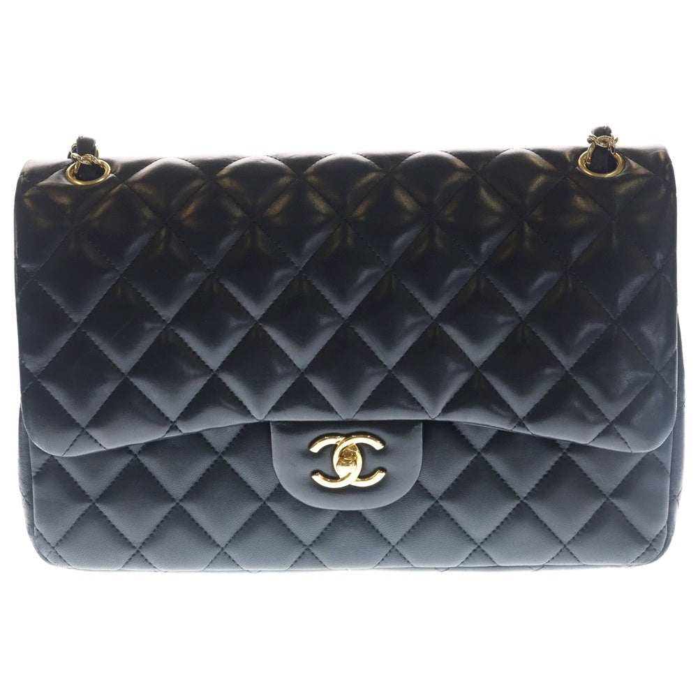 CHANEL(シャネル) マトラッセ30 Wフラップ Wチェーン ラムスキン ゴールド金具 ブラック レディース