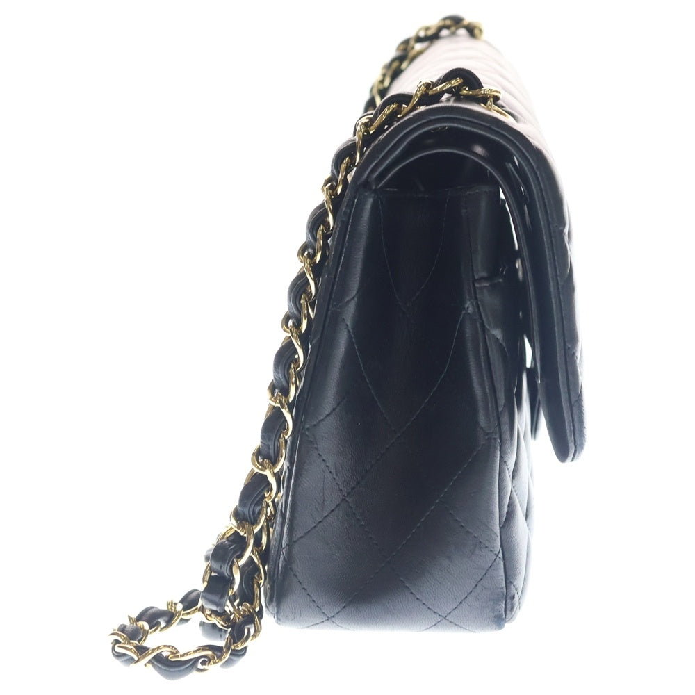 CHANEL(シャネル) マトラッセ30 Wフラップ Wチェーン ラムスキン ゴールド金具 ブラック レディース