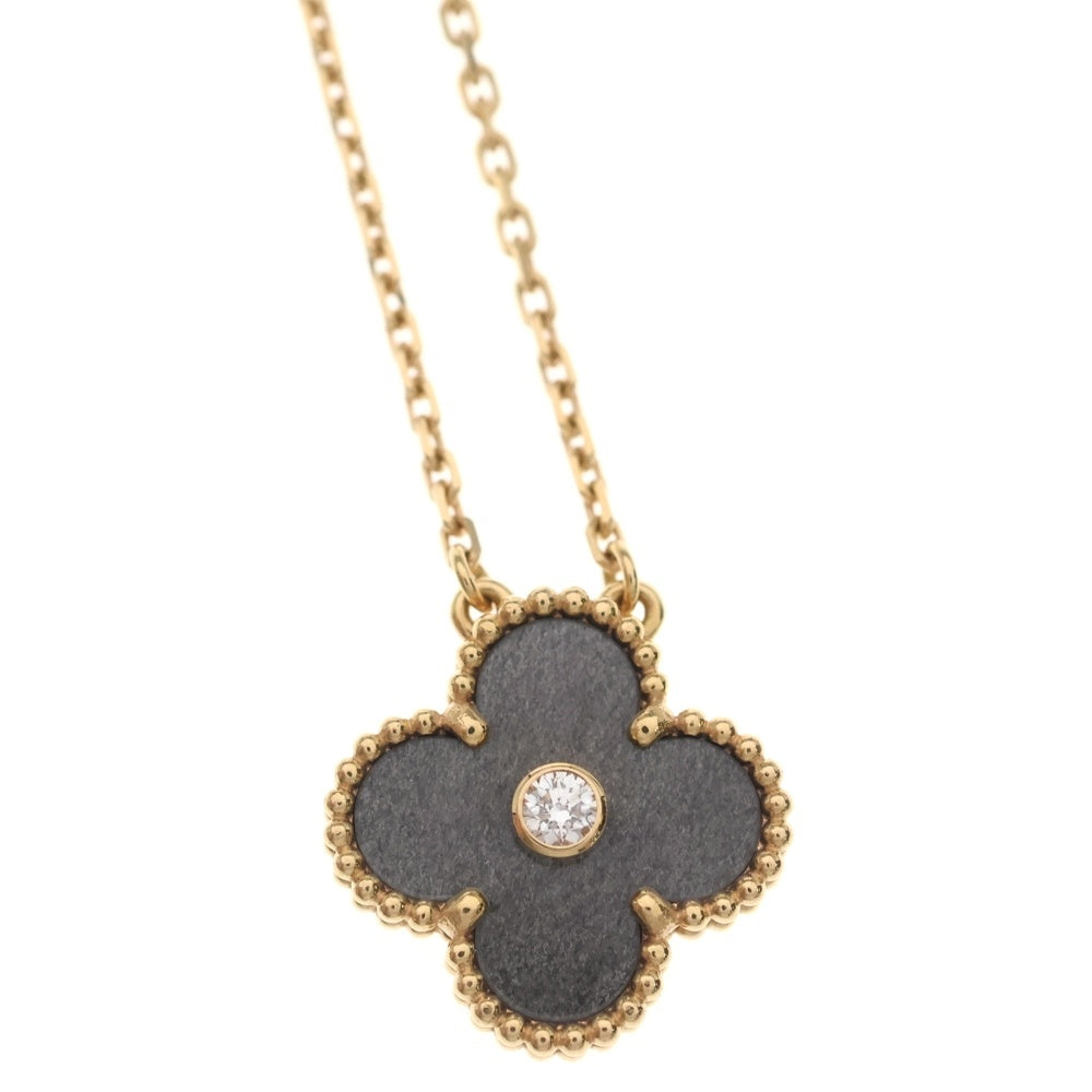 Van Cleef & Arpels(ヴァンクリーフアンドアーペル) ヴィンテージアルハンブラ オブシディアン ダイヤ ネックレス 2023年ホリデー限定 Au750 K18 PG ピンクゴールド VCARP9T000 レディース
