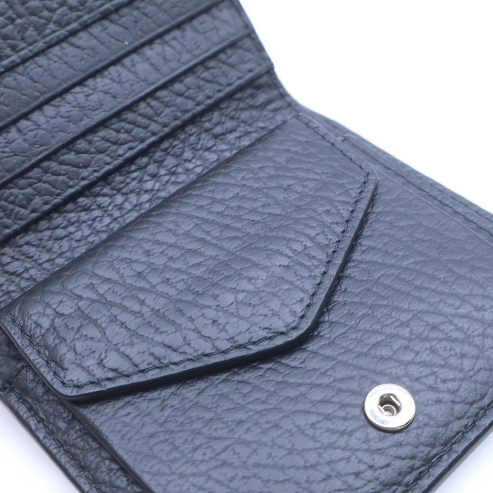 Maison Martin Margiela(メゾンマルタンマルジェラ) ポッパーウォレット 2つ折り財布 コンパクトウォレット コインケース ブラック レザー シルバー金具