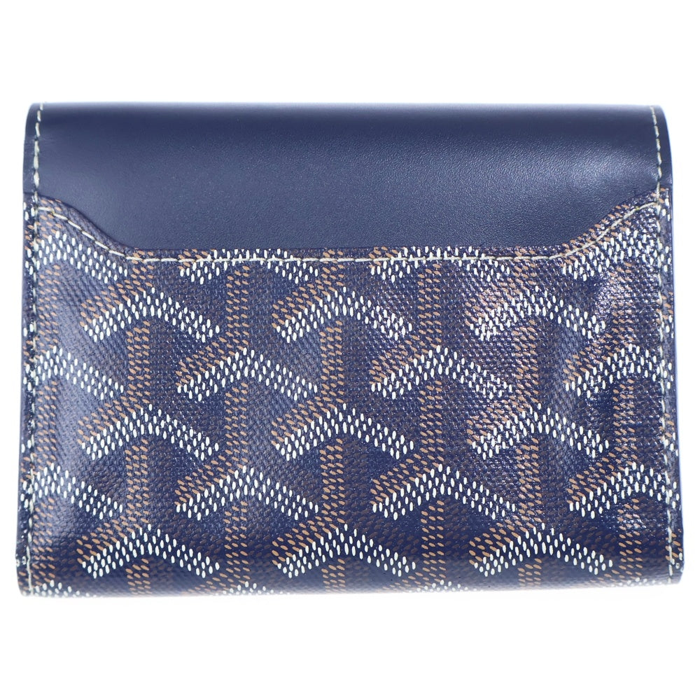 GOYARD(ゴヤール) サン ガブリエル PVC コーティングキャンバス レザー コンパクトウォレット 三つ折り財布 ネイビー レディース