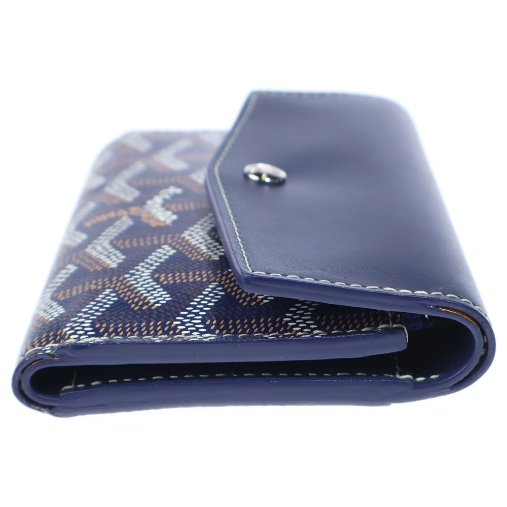 GOYARD(ゴヤール) サン ガブリエル PVC コーティングキャンバス レザー コンパクトウォレット 三つ折り財布 ネイビー レディース