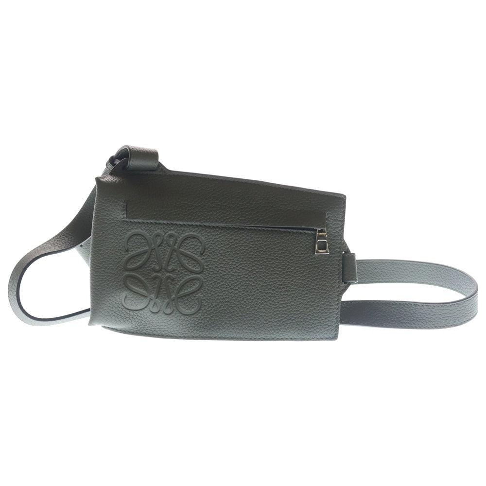 LOEWE(ロエベ) バーティカル Tポケット ショルダーバッグ ミニバッグ ボディバッグ ウエストバッグ カーキ グリーン レザー シルバー金具 レディース
