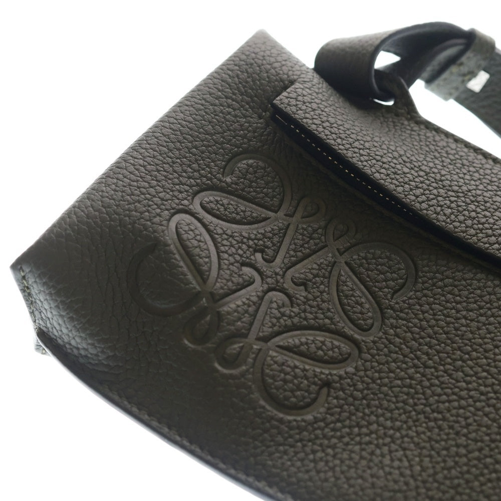 LOEWE(ロエベ) バーティカル Tポケット ショルダーバッグ ミニバッグ ボディバッグ ウエストバッグ カーキ グリーン レザー シルバー金具 レディース