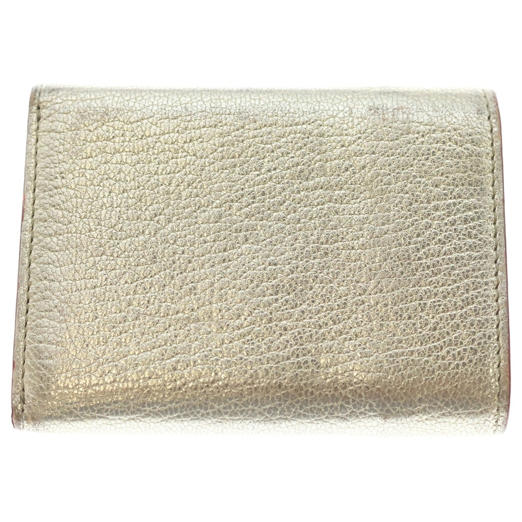 miumiu(ミュウミュウ) マドラス ラブ コンパクトウォレット 三つ折り財布 ミニ財布 ゴールド レザー 5MH021 レディース