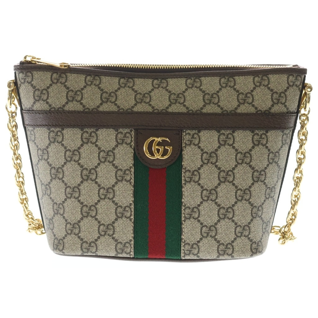 GUCCI(グッチ) オフィディア GGマーモント PVC レザー チェーンショルダーバッグ ゴールド金具 ベージュ 781397 レディース