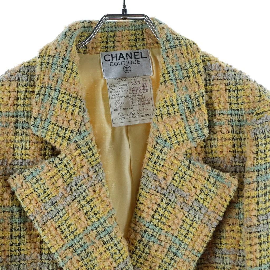 CHANEL(シャネル) ココマークボタン ツイードジャケット イエロー #38 94A / P03974 レディース