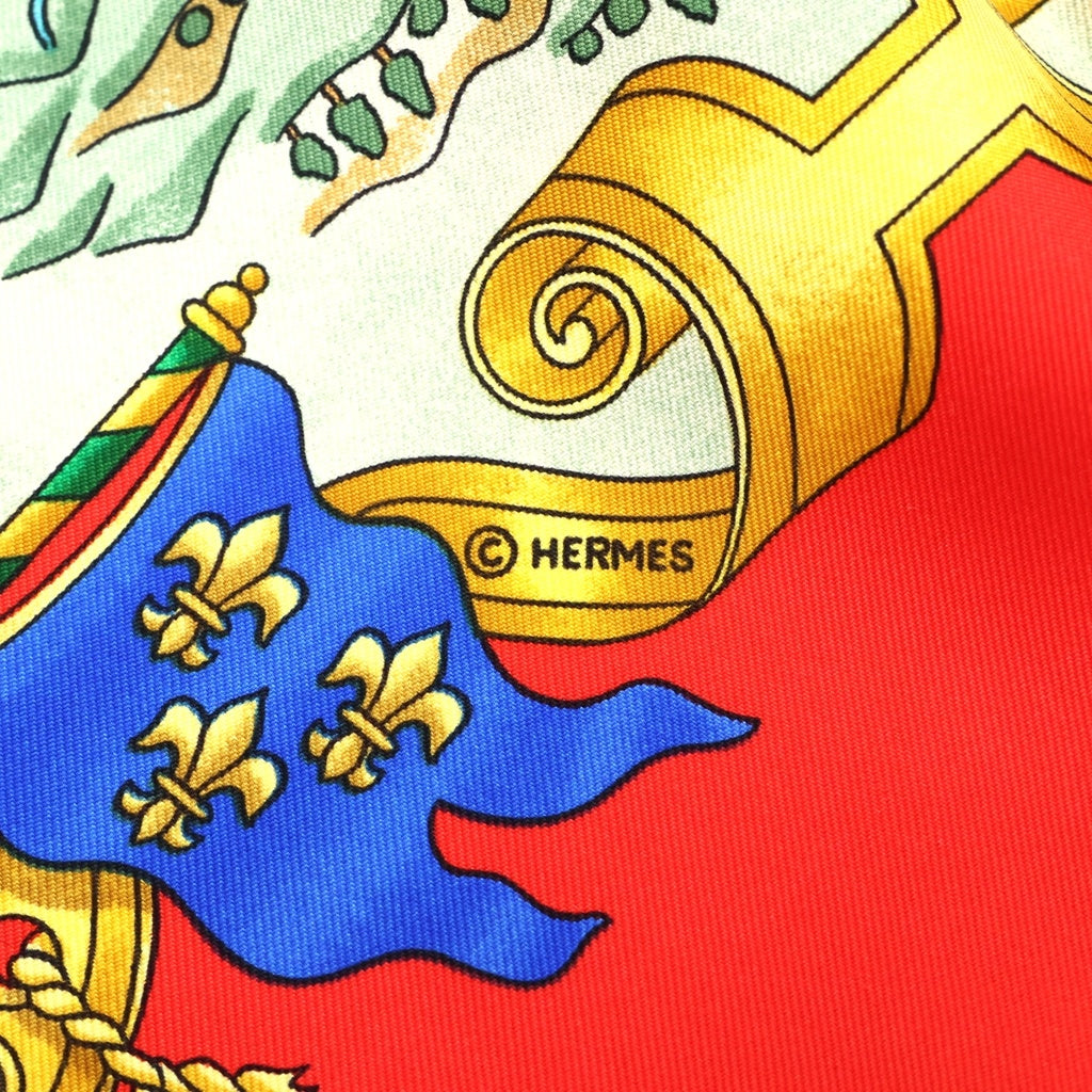 HERMES(エルメス) カレ90 VOILES DE LUMIERE 光の帆船 レッド シルク レディース