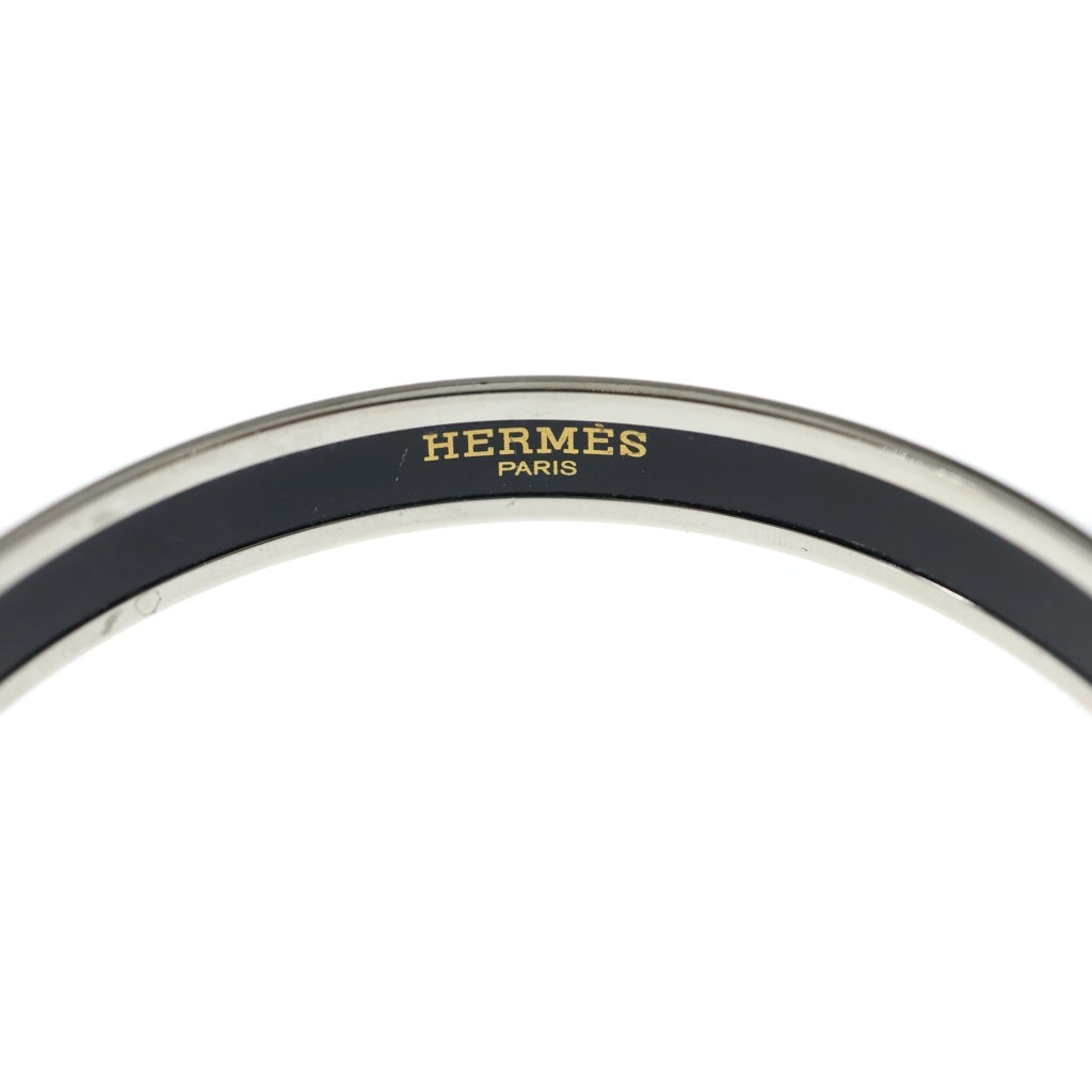 HERMES(エルメス) エマイユ バングル シルバー金具 ブラック×ホワイト レディース