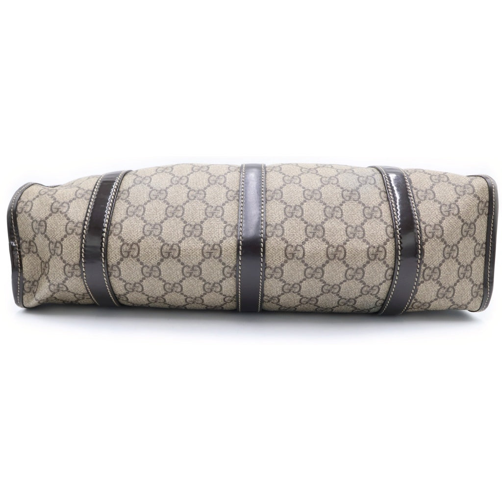 GUCCI(グッチ) GGスプリーム ハンドバッグ ベージュ×ブラウン PVC×レザー 203494 ゴールド金具 レディース