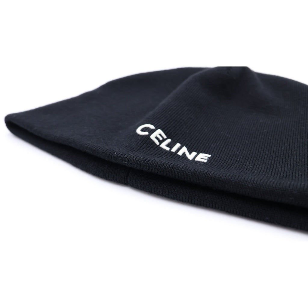 CELINE(セリーヌ) ロゴ ニット キャップ ビーニー ブラック