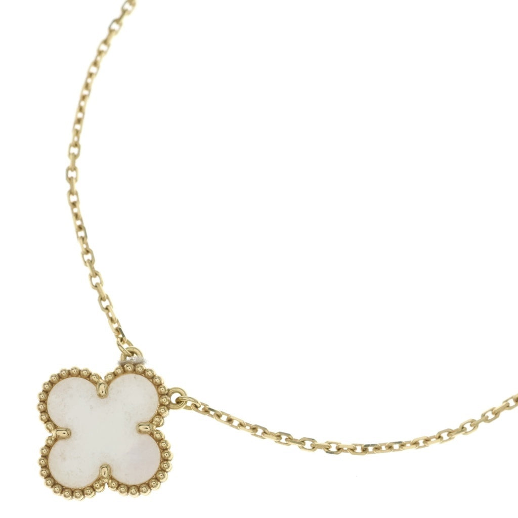 Van Cleef & Arpels(ヴァンクリーフアンドアーペル) ヴィンテージアルハンブラ マザーオブパール ネックレス ペンダント チェーン ゴールド×ホワイト Au750YG 5.2g VCARA45900 レディース