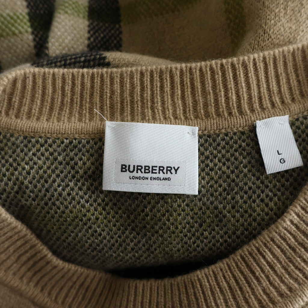 BURBERRY(バーバリー) ノバチェック ソフトペンニット カシミヤセーター ベージュ 8041286 #L レディース
