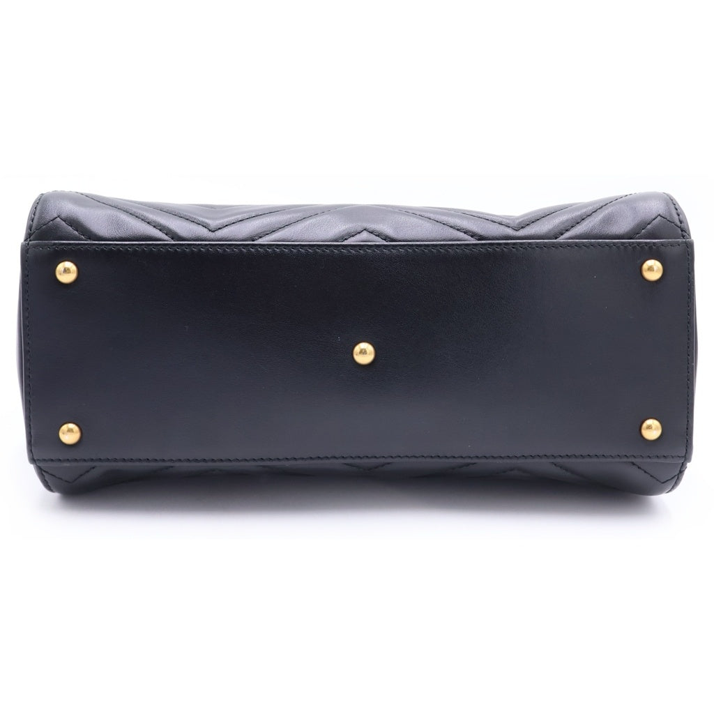 GUCCI(グッチ) GGマーモント 2WAYハンドバッグ ショルダーバッグ ブラック レザー 448054 ゴールド金具 レディース