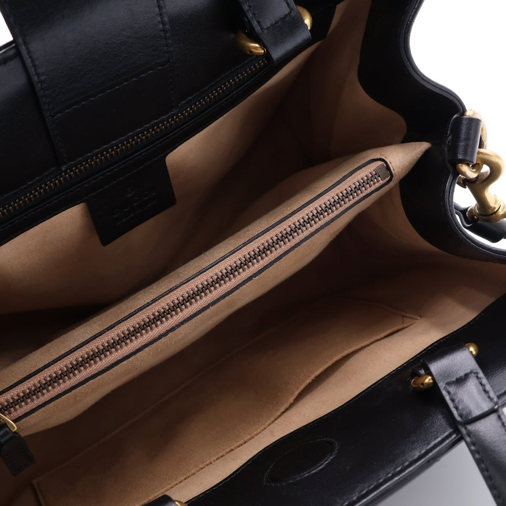 GUCCI(グッチ) GGマーモント 2WAYハンドバッグ ショルダーバッグ ブラック レザー 448054 ゴールド金具 レディース