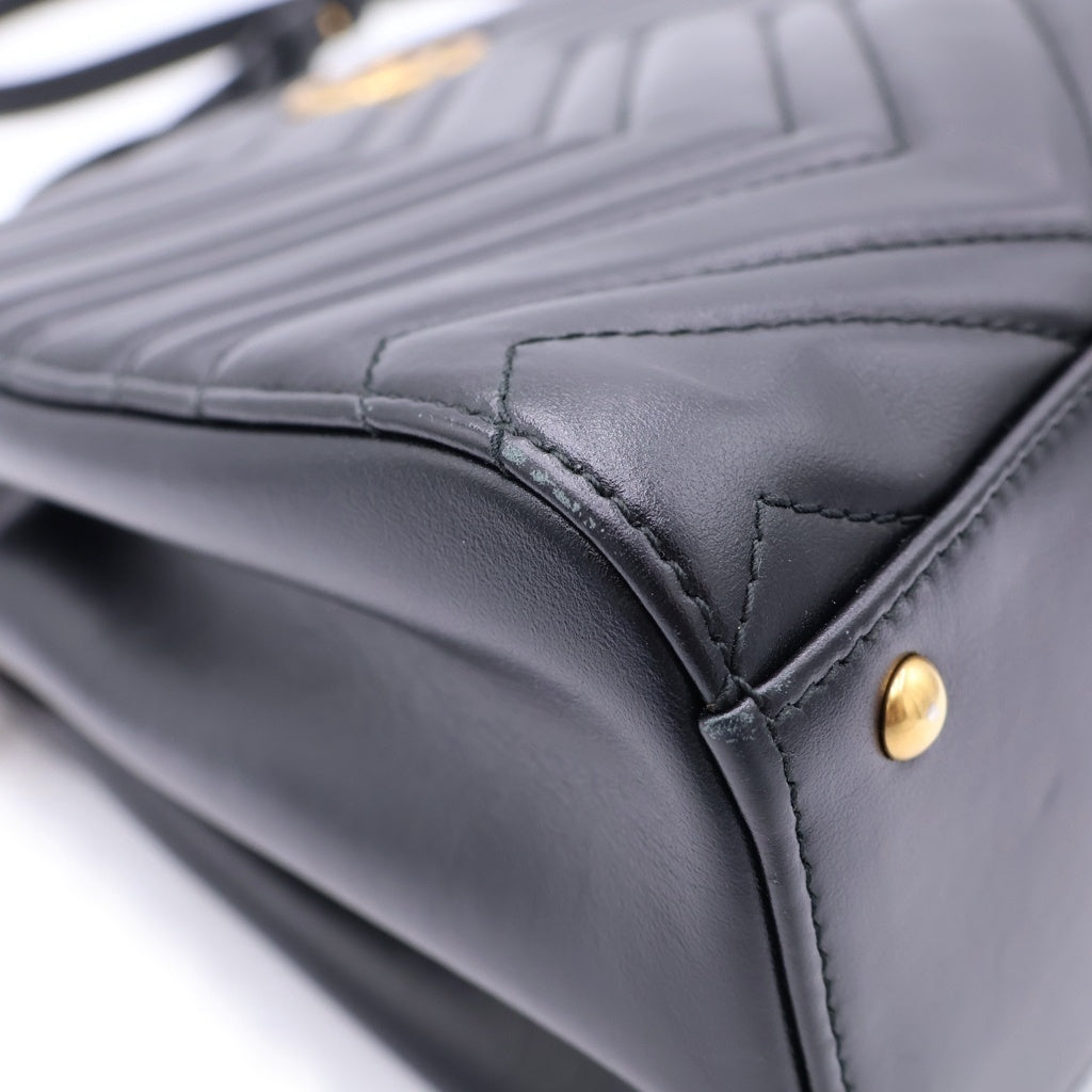 GUCCI(グッチ) GGマーモント 2WAYハンドバッグ ショルダーバッグ ブラック レザー 448054 ゴールド金具 レディース