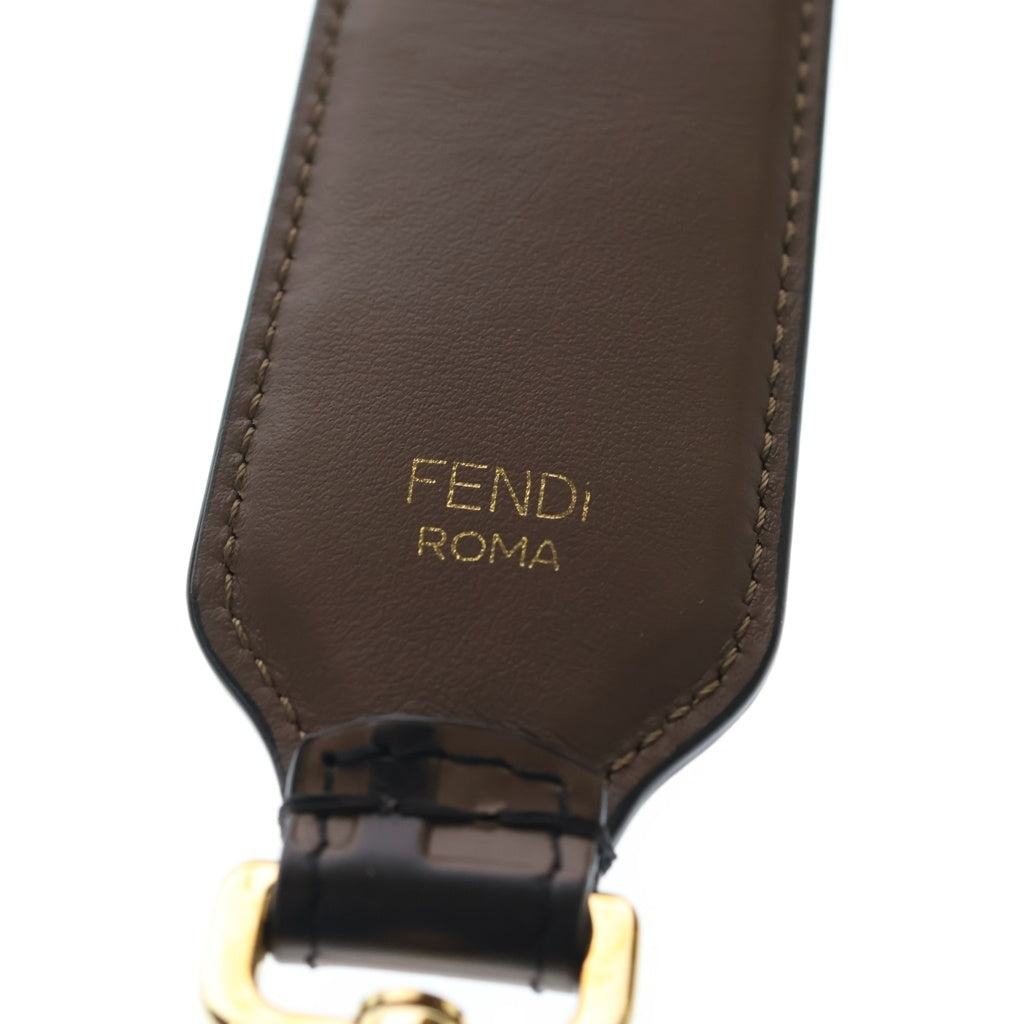 FENDI(フェンディ) ミニストラップユー ズッカ レザー ゴールド金具 8AV105 ショルダーストラップ ブラウン レディース