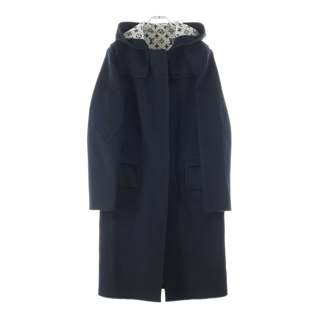 LOUIS VUITTON(ルイヴィトン) 16AW モノグラム ジャガード シルク混 ウール ロングコート ブラック/グレー RW162W QWE FACO20
