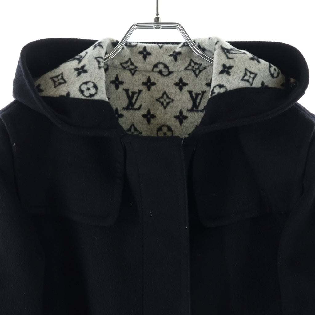 LOUIS VUITTON(ルイヴィトン) 16AW モノグラム ジャガード シルク混 ウール ロングコート ブラック/グレー RW162W QWE FACO20