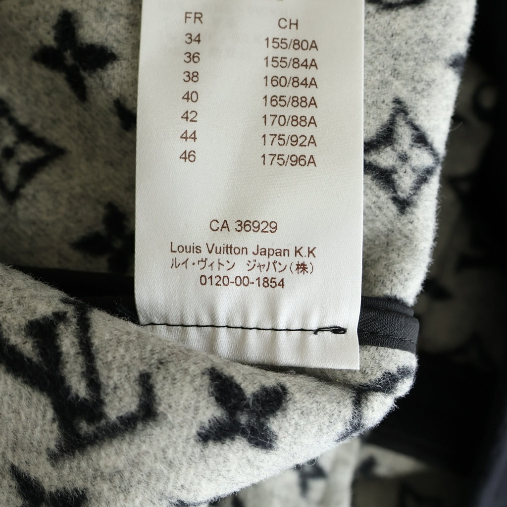 LOUIS VUITTON(ルイヴィトン) 16AW モノグラム ジャガード シルク混 ウール ロングコート ブラック/グレー RW162W QWE FACO20