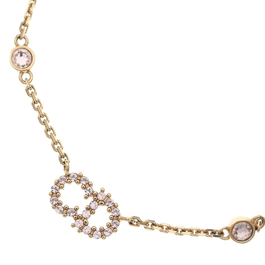 Christian Dior(クリスチャンディオール) Clair D Lune ラインストーン フェイクパール ネックレス ペンダント チェーン ピンクゴールド GP レディース