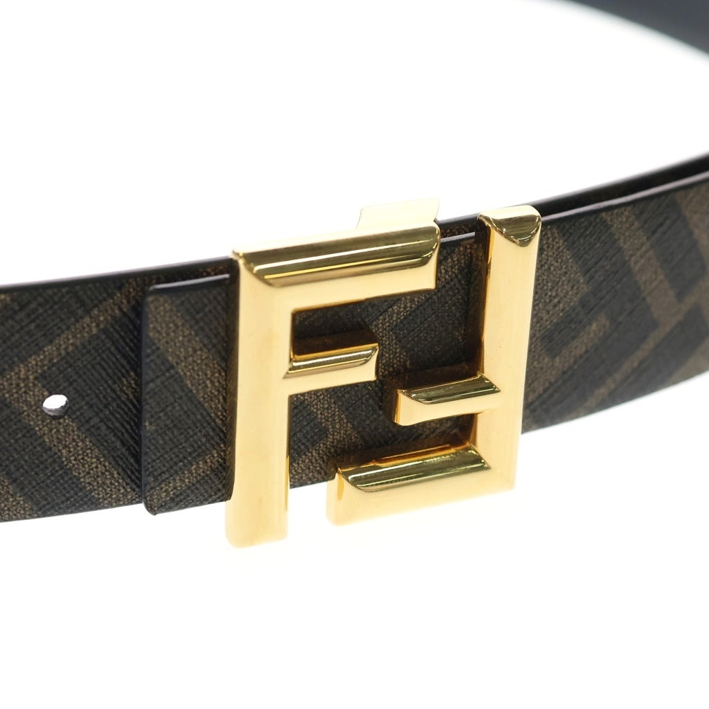 FENDI(フェンディ) FFスクエア ズッカ柄 リバーシブルベルト PVC/レザー ブラウン/ブラック
