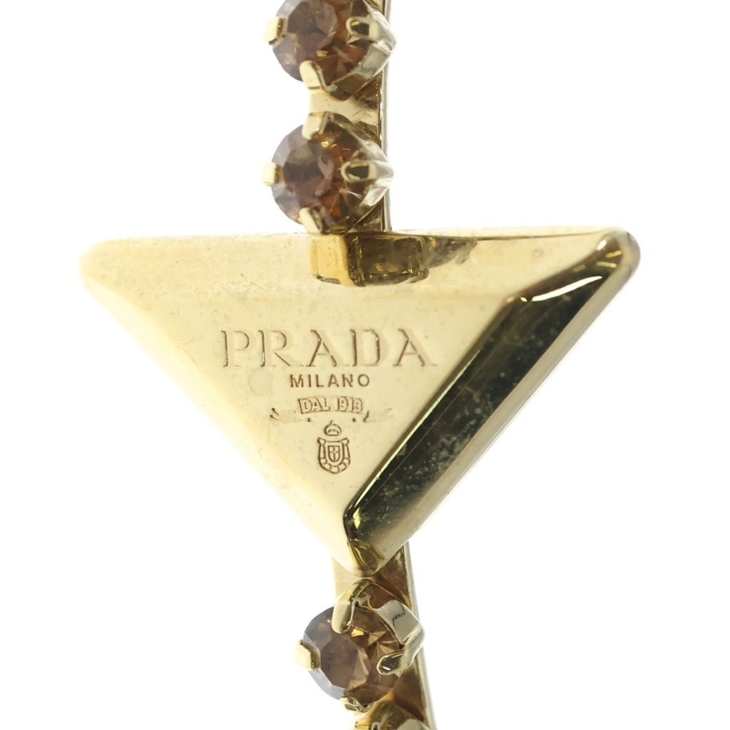 PRADA(プラダ) トライアングルロゴ カチューシャ ヘアバンド ゴールド GP レディース