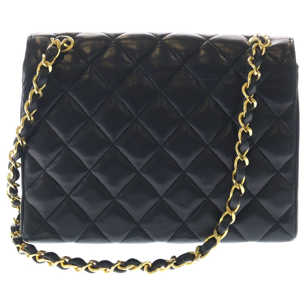 CHANEL(シャネル) デカココ ミニ マトラッセ ラムスキン ゴールド金具 プッシュロック チェーンショルダーバッグ ブラック レディース