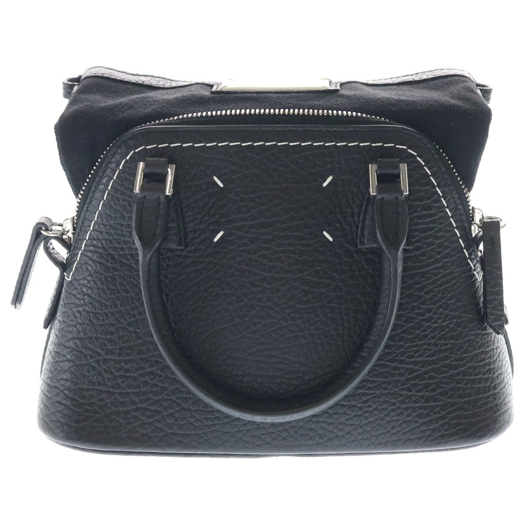 Maison Margiela(メゾンマルジェラ) 5ACマイクロバッグ 2WAYショルダーバッグ ハンドバッグ ブラック レザー シルバー金具 レディース