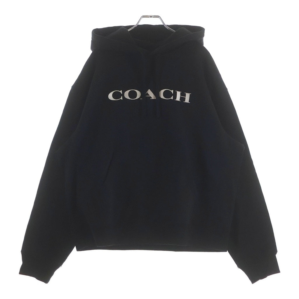 COACH(コーチ) フロントロゴ刺しゅう プルオーバーパーカー フーディー コットン ブラックCAH63