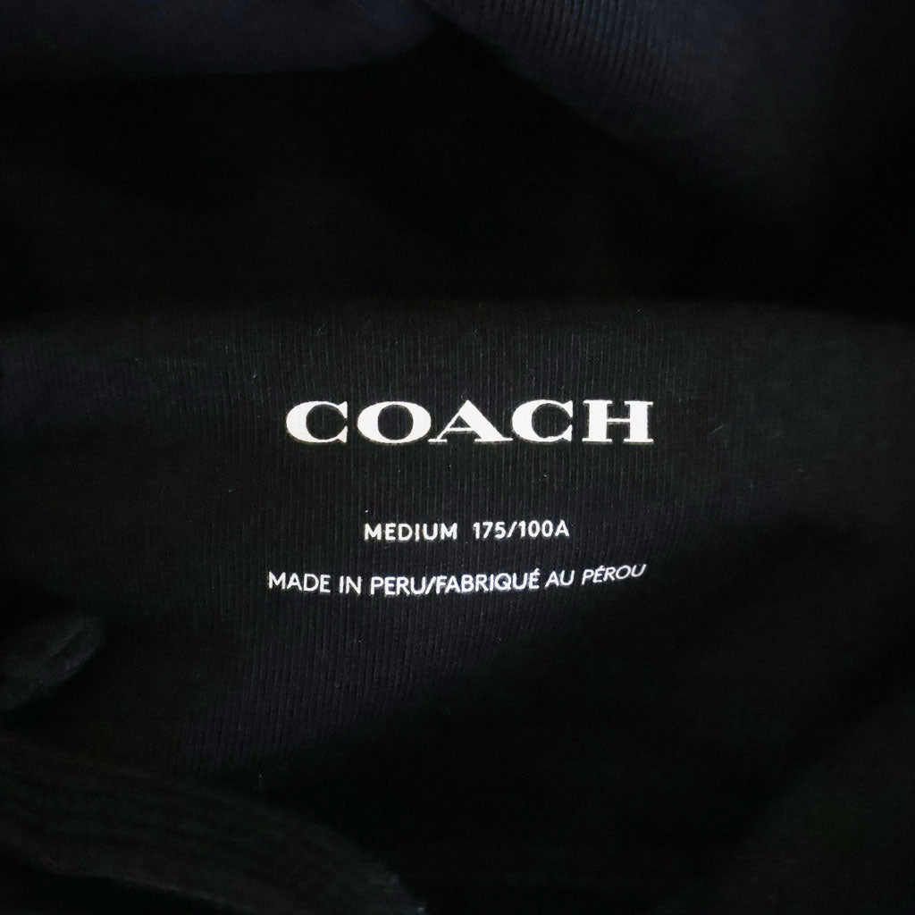 COACH(コーチ) フロントロゴ刺しゅう プルオーバーパーカー フーディー コットン ブラックCAH63