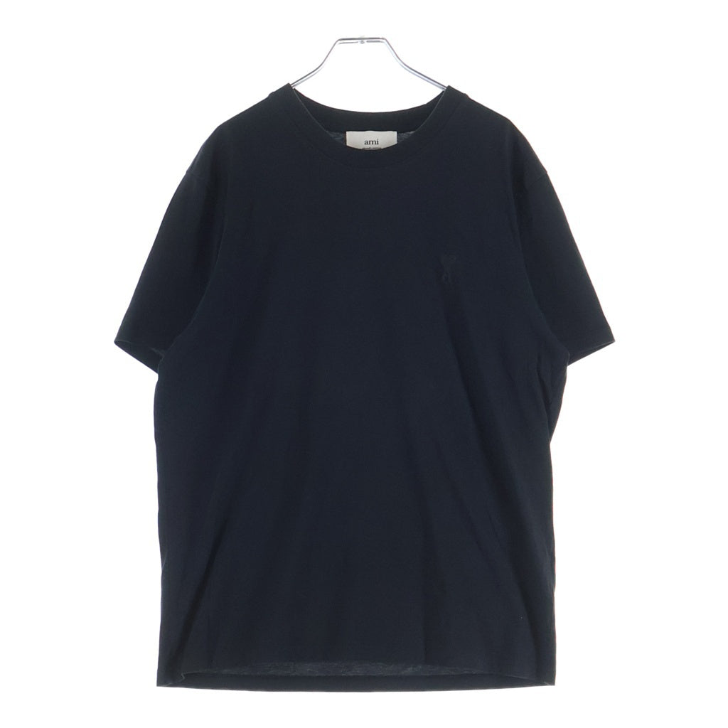 ami(アミ) ハートロゴ刺繍 クルーネックTシャツ カットソー ブラック UTS003.724