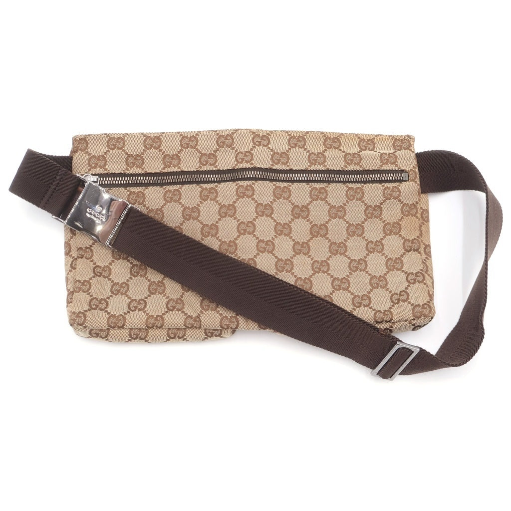 GUCCI(グッチ) GGキャンバス レザー ウエスト ボディバッグ ベージュ 28566 200047