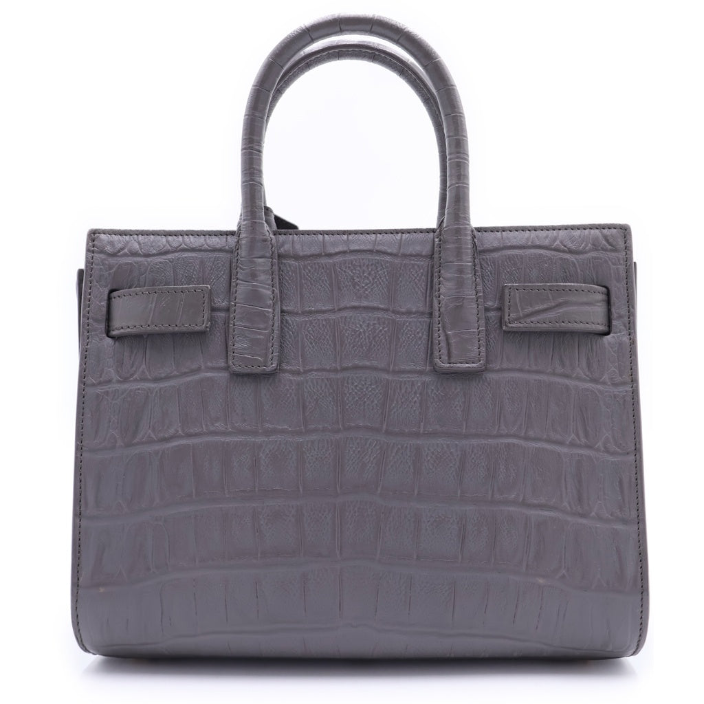 SAINT LAURENT PARIS(サンローランパリ) サックドジュール ナノ 2WAYバッグ ショルダーバッグ クロコ型押し グレー レザー 340778 レディース