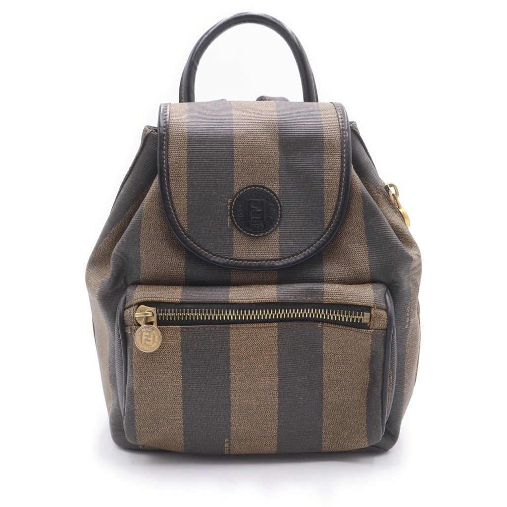 FENDI(フェンディ) ペカン ミニリュック バックパック ブラック×カーキ レザー ゴールド金具 レディース