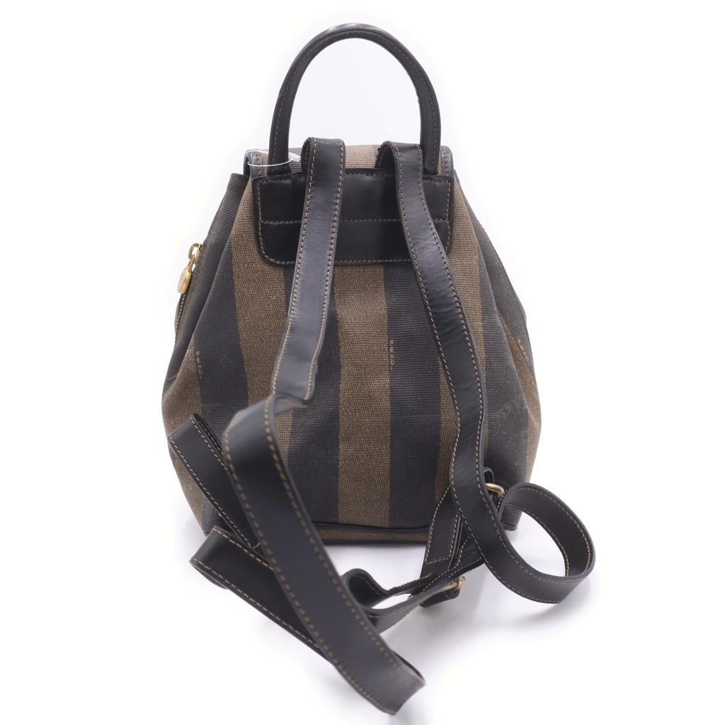 FENDI(フェンディ) ペカン ミニリュック バックパック ブラック×カーキ レザー ゴールド金具 レディース