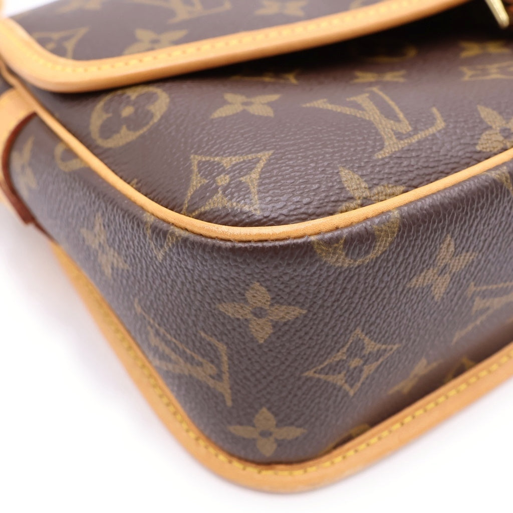 LOUIS VUITTON(ルイヴィトン) モノグラム ソローニュ ワンショルダーバッグ ブラウン レザー×PVC M42250 ゴールド金具 レディース