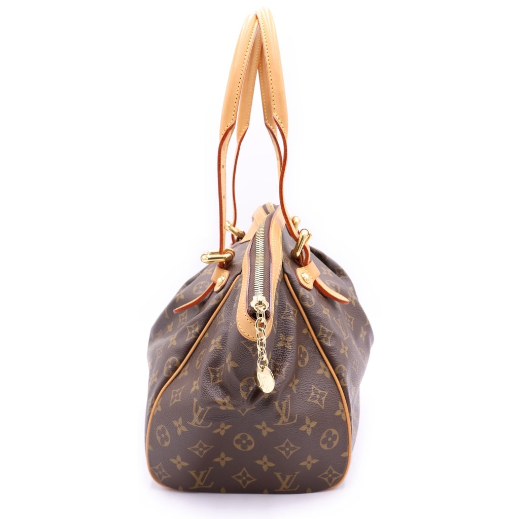 LOUIS VUITTON(ルイヴィトン) モノグラム ティヴォリGM トートバッグ ハンドバッグ ブラウン レザー×PVC M40144 ゴールド金具 レディース