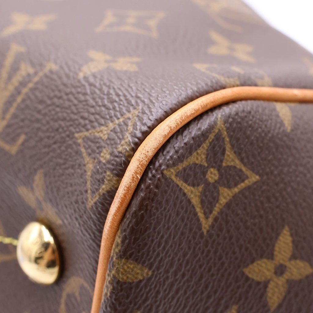 LOUIS VUITTON(ルイヴィトン) モノグラム ティヴォリGM トートバッグ ハンドバッグ ブラウン レザー×PVC M40144 ゴールド金具 レディース