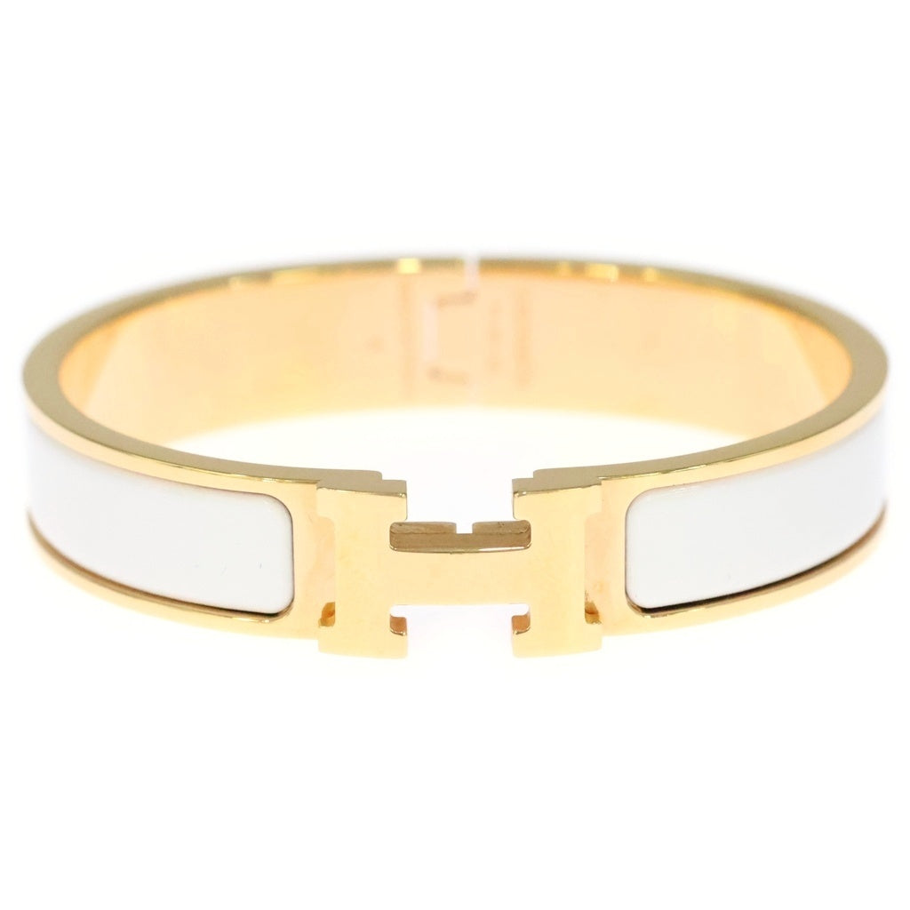 HERMES(エルメス) クリッククラック バングル ブレスレット ホワイト×ゴールド レディース